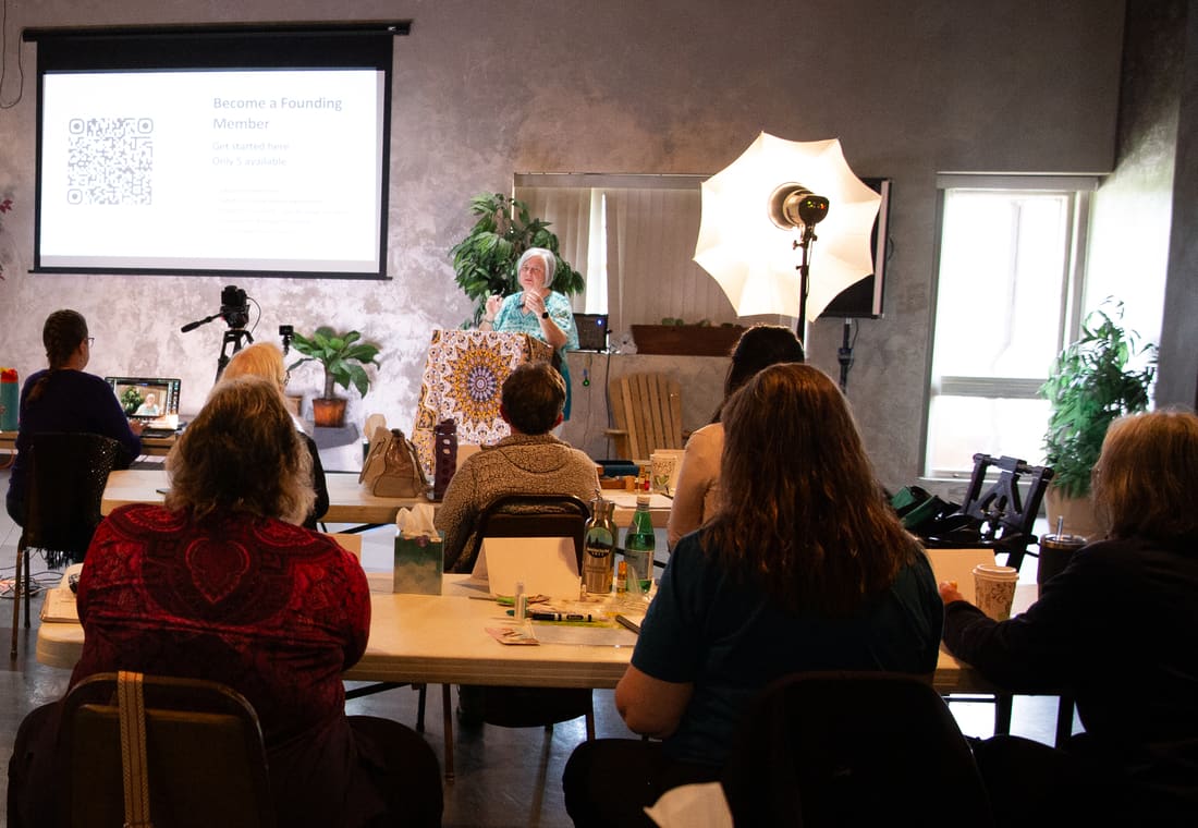Rita Thomas leading a founders retreat session